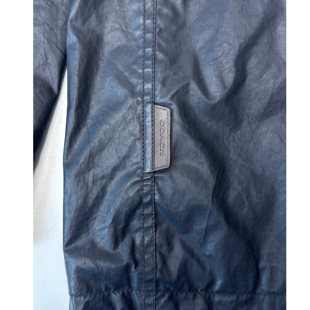 Coach Mens Wyatt Jacket Field Cargo Navy Blue Coated Cotton Quilted Large L - Picture 14 of 16